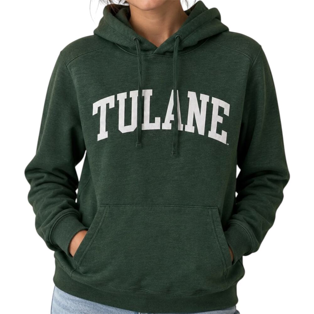 Red Shirt Tulane University Hoodie Sweatshirt Fleece Pocket Green White Small